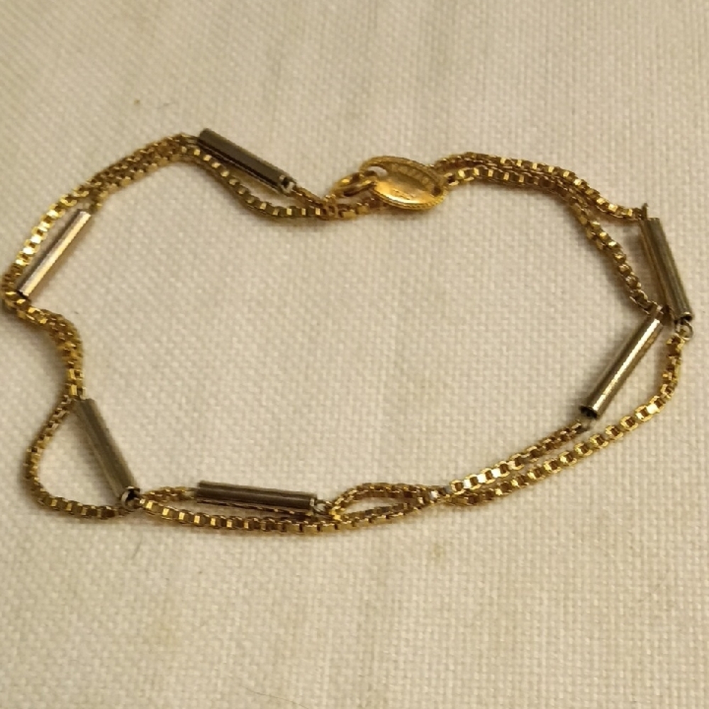 Gold Women's Necklace - Sleek Tubular Link Design, Stamped Bozart Italy, 26 Inch